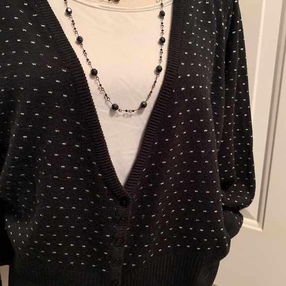 Lane Bryant polka dot black & white cardigan with buttons size 18 / 20 = 2X - Picture 3 of 11